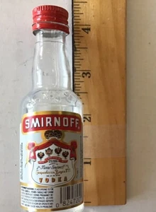Vintage Mini Glass Smirnoff Vodka Bottle Airline Sample Bottle Empty - Picture 1 of 4