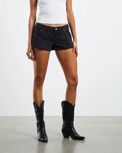 BNWT! Brand New RRP $79 Insight Billy Low Rise Denim Shorts Black Size 30 Womens - Picture 1 of 6