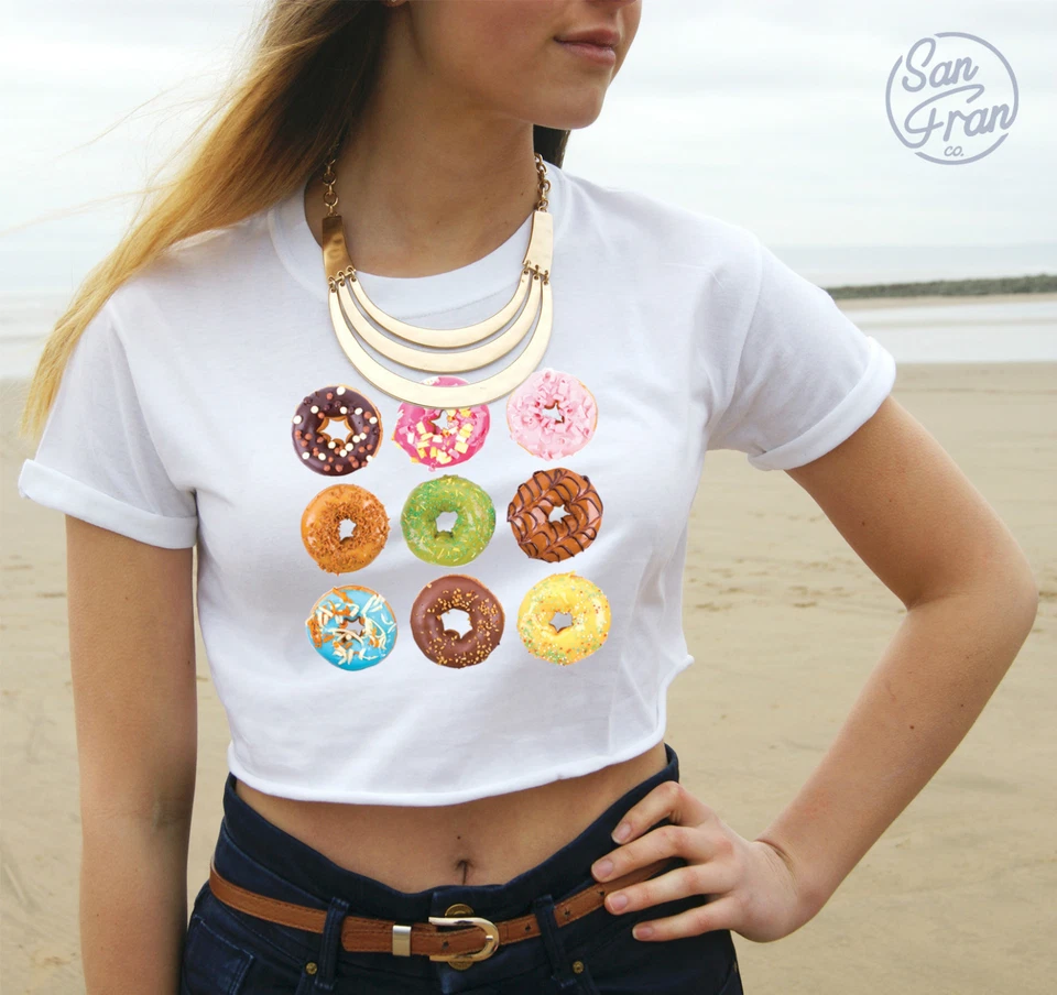 * DOUGHNUT Crop Top Tank Blogger Cute Tumblr Love Food Donut Donuts Doughnuts * - Image 1 of 1