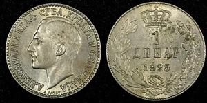 Yugoslavia Aleksandar I Copper-Nickel  1925 1 Dinar  KM# 5 (26 897) - Picture 1 of 3