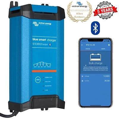 VICTRON ENERGY BLUE SMART IP22 BATTERY CHARGER 12V 30 AMP 3 OUTS UK BPC123048022 - Image 1 of 4
