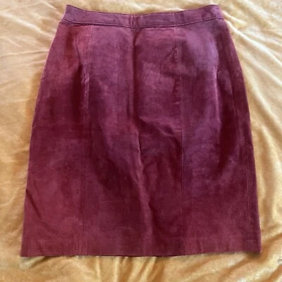 Hugo Buscati Collection Suede 100% Leather Rust Red Orange Skirt Sz 12 EUC - Image 1 of 4