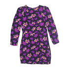MAJE Ruched Pencil Dress Black Floral Long Sleeve Short Womens UK 10