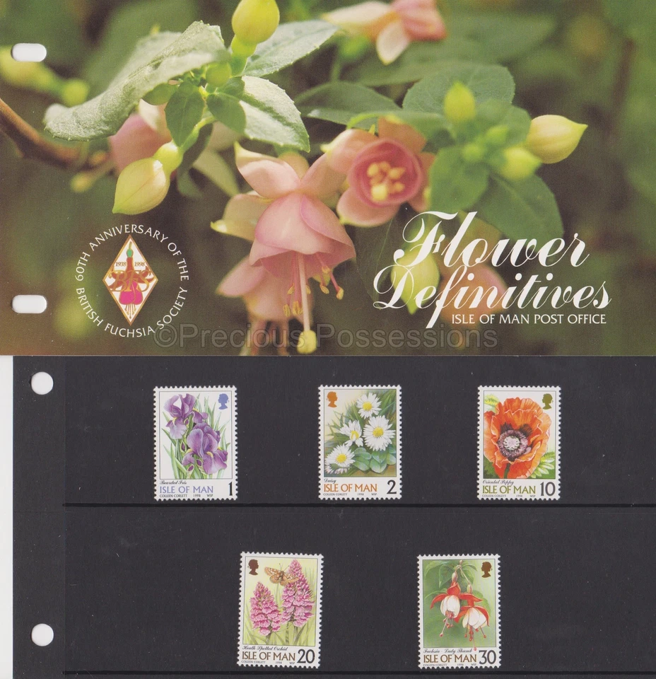 Isle of Man Presentation Pack 1998 Flower Definitive Stamps 1p-30p - Image 1 of 1
