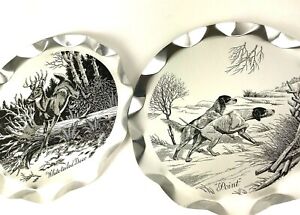 Vtg White-tailed Deer Pointer Hunting dog Stylemaster Tray-Plaques Reynolds Dob