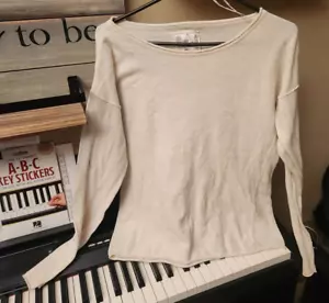 H & M - L.O.G.G. Women's Long Sleeve Ivory Knit Sweater - Size L - Picture 1 of 4