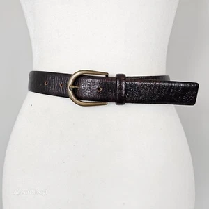 ANN TAYLOR Sz L 36" Floral Embossed Brown Genuine Leather Belt Made In Italy - Picture 1 of 16