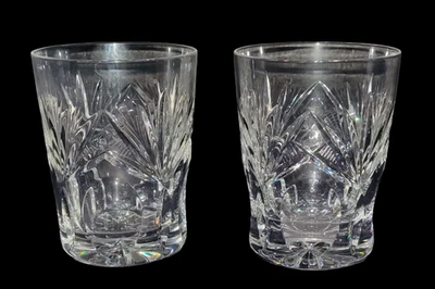 2 Gorham Crystal Rosewood (Older) Old Fashioned Glasses 4" Fan Cut & Thumb Print - Image 1 of 4