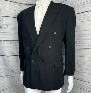 Lino Moda Italia Black Double-Breasted Wool Suit 2-Piece Made in Italy 36R VTG - Picture 1 of 23