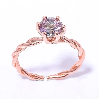 Mystic Topaz Silver Plated Jewelry Rose Gold Plated Ring s.Adjst R7385-11 - Image 1 of 4