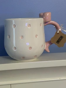 TAZA DE CAFÉ LUNARES LAZO ROSA LARGO NUEVA - Imagen 1 de 4