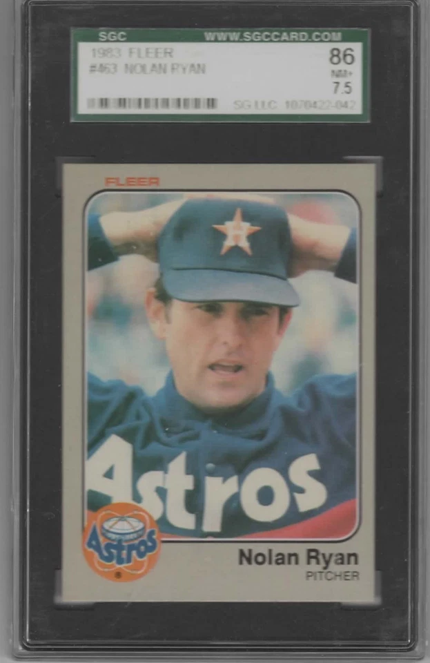 1983 Fleer Nolan Ryan SGC 7.5 NM+ – Houston Astros HOF Pitcher Card - Image 1 of 2