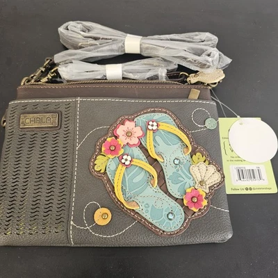 NUEVO BOLSO BANDOLERA PARA TELÉFONO CELULAR CHALA GRIS CHANCLA CONCHA MINI CORTE LÁSER Foto 1 de 2