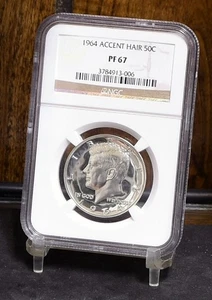 1964 Kennedy Half Dollar Accent Hair - NGC Pf67 (#60409-L) - Picture 1 of 12