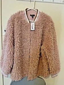 NEW Jessica Simpson Kataleya Fuzzy Jacket Blush Pink Plus SZ 3X - Picture 1 of 5
