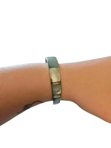 Vintage Ocean Blue Abalone Shell Cuff Bracelet Jewelry 8” - Picture 1 of 4