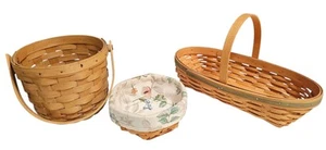 Longaberger Signed 2001 May Series Peony & Horizon Of Hope + 2004 Fruit Basket - Picture 1 of 4