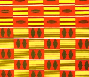 African Fabric 1/2 Yard Cotton Wax Print YELLOW ORANGE GREEN RED Kente BTHY - Picture 1 of 3