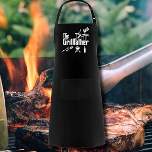 The Grill Father Chef Apron BBQ Chef Party Gift Fathers Day Dad Daddy - Picture 1 of 7