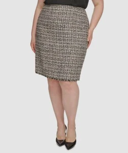 Calvin Klein Women's Beige Novelty Boucle Knit Pencil Skirt Plus Size 22W - Picture 1 of 3