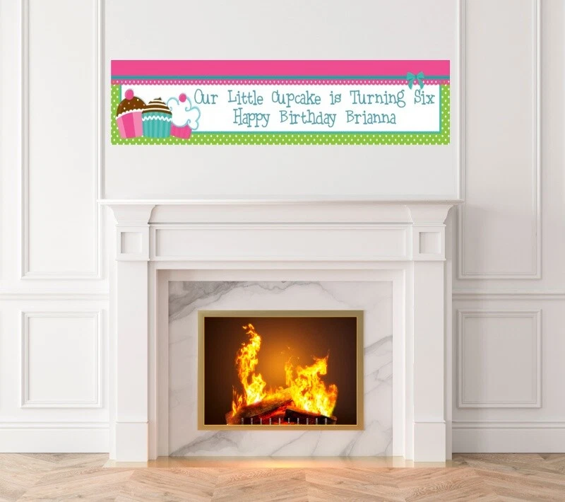 Cupcake Trio- Birthday Party Printed Banner - Indoor Outdoor Cupcake Trio Banner - Image 1 of 1