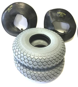 2x Reifen 4.00-5 grau + 2x Schlauch WV für Elektro Mobil Scooter Rollstuhl - Picture 1 of 2