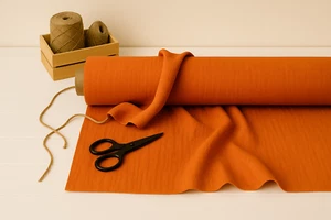 Persimmon Orange Linen Blend Fabric by the Yard – Apparel, Home Décor & Crafts - Picture 1 of 10