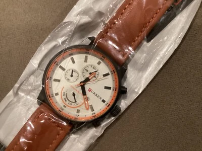 RELOJ PULSERA MILITAR VINTAGE MARCA CURREN para hombre moda cuero esfera grande. Foto 1 de 3