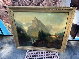 Antique Framed Oil Painting Mountain Landscape Jules Coignet Dated 1857 - Picture 1 of 24