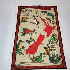 Birds of New Zealand Kitchen Tea Towel NEW Beige Linen Map Identifyer 19x28