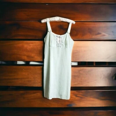 Camisón de Colección Barbizon Chemise Slip Pequeño Verde Pálido Poliéster Borde de Encaje Foto 1 de 4