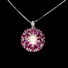 Oval Pink Opal 6x4mm Rhodolite Topaz Gemstone 925 Sterling Silver Necklace 18 In