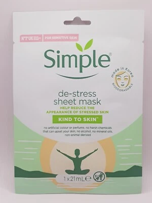 Simple de-stress sheet mask kind to skin 21ml (B19 A.JE) - Image 1 of 4