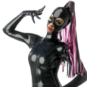 Latex Hood with Latex Wig for Performance Handmade Rubber Mask Cosplay Club Wear - Picture 1 of 6