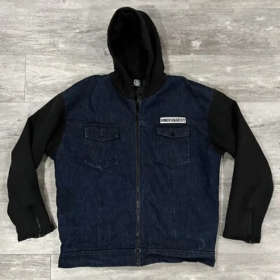 Sons Of Anarchy Denim Jacket With Hood SOA Highway Reaper Full Zip Size Large - Image 1 of 4