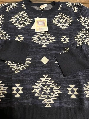 Suéter LuLaRoe Piper Azul Blanco Tribal Azteca Manga Globo Suroeste Pequeño 6+ Foto 1 de 4