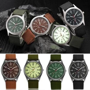Military Army Mens Date Canvas Strap Analog Quartz Sport Wrist Watch Gift Fast - Picture 1 of 16