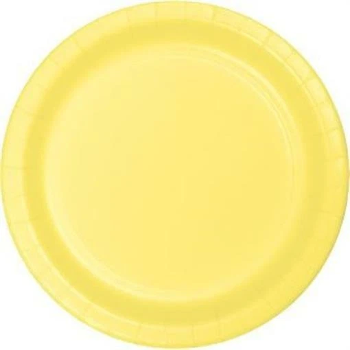 Yellow 9 Inch Paper Plates 24 Per Pack Tableware Decorations Party Supplies - Image 1 of 1