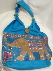 Elephant BOHO turquoise blue purse sack NWOT - Picture 1 of 8