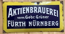 AKTIENBRAUEREI GR&Uuml;NER F&Uuml;RTH N&Uuml;RNBERG original Emailschild Emailleschild Brauerei