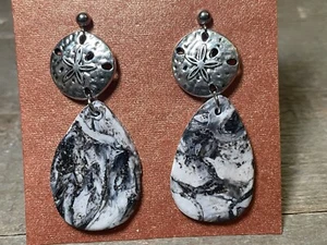 Pendientes llamativos hechos a mano hipoalergénicos de arcilla polimérica playa arena joyería - Imagen 1 de 6