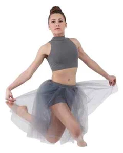 Visions Gray Dance Costume Ballet Tutu Skirted Shorts and Crop Top Size Choice - Picture 1 of 5
