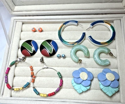 Lote de 7 pares de pendientes y2k DECLARACIÓN Boho arco iris flores coloridas Foto 1 de 4