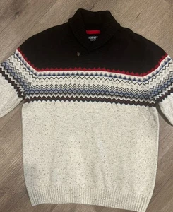 CHAPS Mens Christmas Sweater Large Multicolor Fair Isle Shawl Collar Excellent - Picture 1 of 7