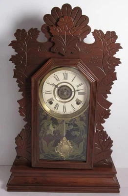 Antique Gilbert "Quail" Kitchen Mantel Clock with Alarm 8-Day, Time/Strike - Image 1 of 4