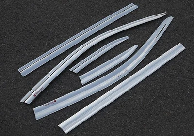 Para Toyot@a Highlander 2008-2013 Viseras de ventana cromadas Ventilaciones Sol Protector de lluvia Borde Foto 1 de 4