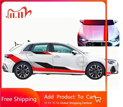 Calcomanía gráfica de deportes de motor para Audi A3 Sportback capó pegatina lateral rayas de carreras Foto 1 de 4