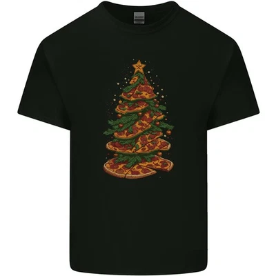 Funny Christmas Pizza Tree Xmas Food Kids T-Shirt Childrens - Image 1 of 3