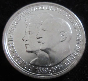MDS DEUTSCHES REICH KAISERREICH ANHALT 3 MARK 1914 A "FRIEDRICH+MARIE"SILBER #AC - Picture 1 of 2