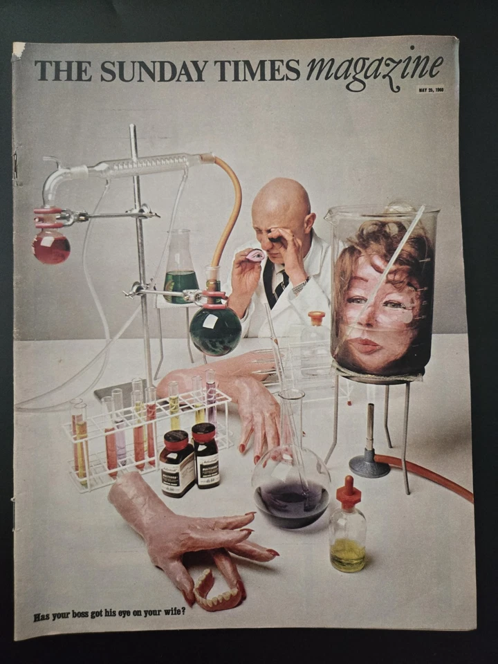 Sunday Times Magazine May 1969 Surreal Science Satire Cover Vintage 60s Retro  - Image 1 of 2